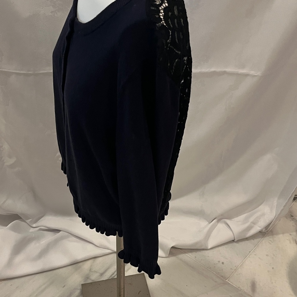 Karl Lagerfeld Black Lace Detail Cardigan - Picture 9 of 12